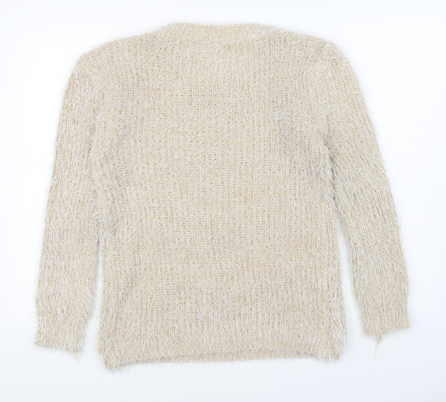 Xiaosa Fushi Womens Beige Round Neck  Cotton Pullover Jumper Size S