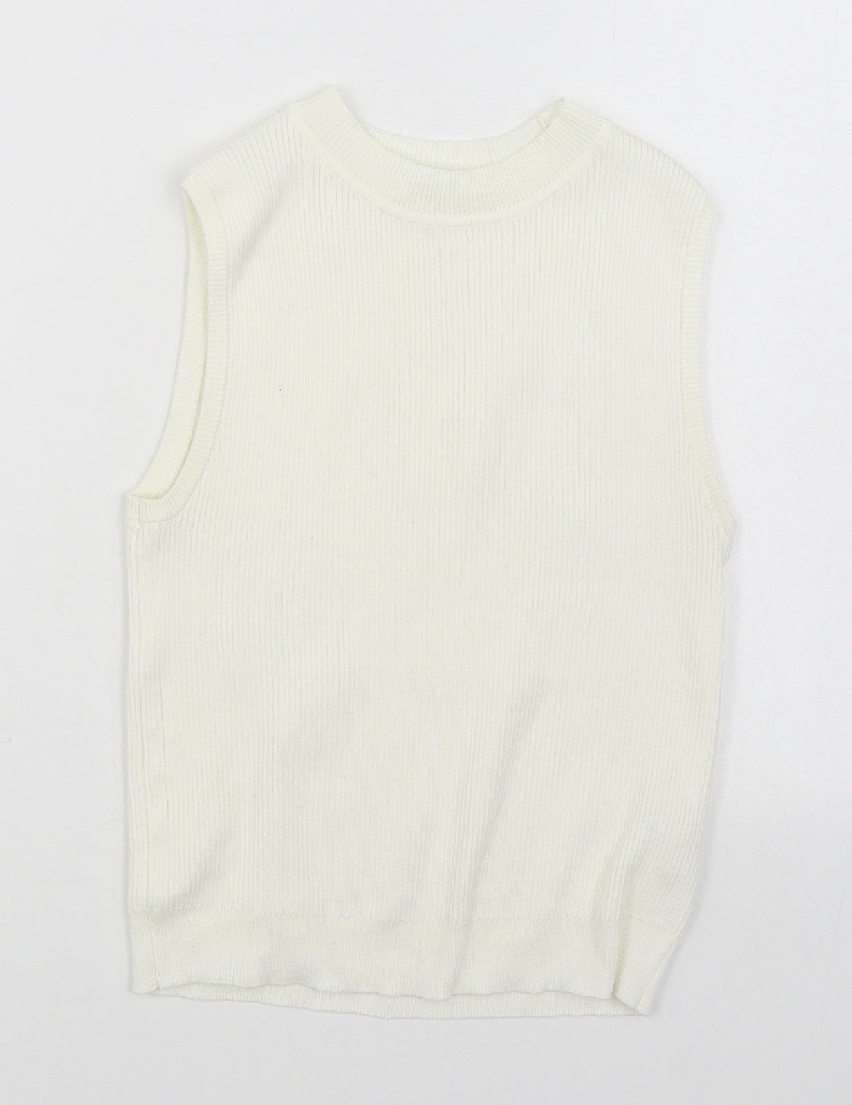 Primark Womens White Round Neck  Polyester Vest Jumper Size S