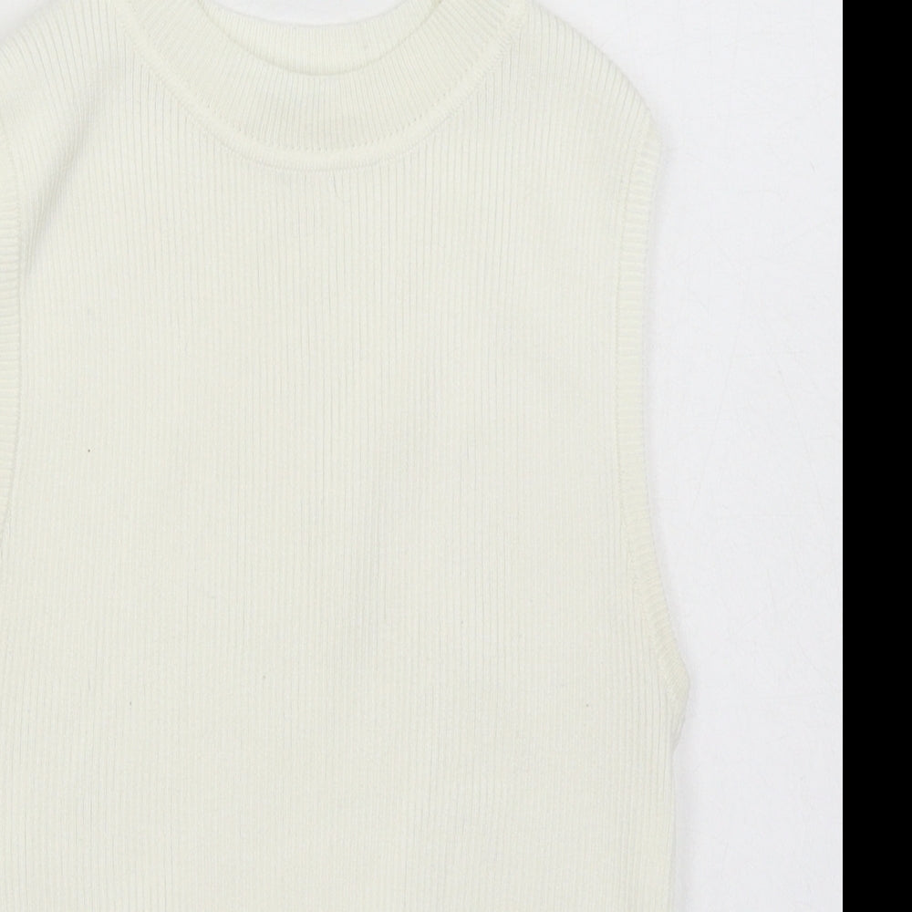 Primark Womens White Round Neck  Polyester Vest Jumper Size S