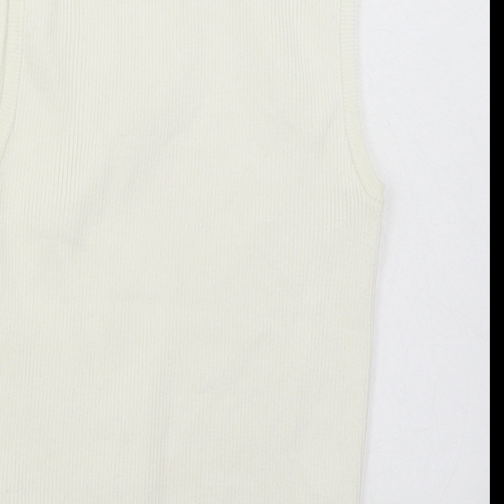 Primark Womens White Round Neck  Polyester Vest Jumper Size S