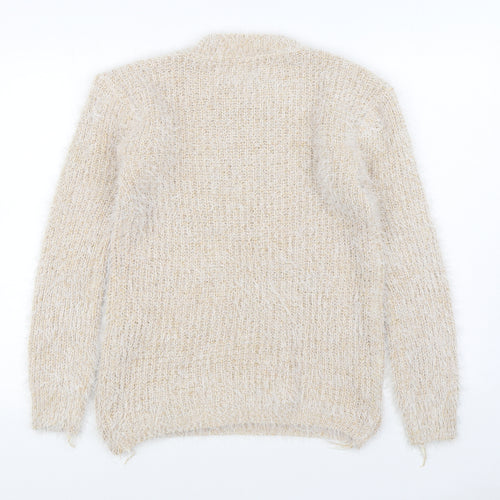 Xiaosa Fushi Womens Beige Round Neck  Cotton Pullover Jumper Size S