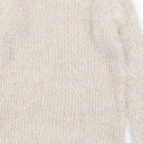 Xiaosa Fushi Womens Beige Round Neck  Cotton Pullover Jumper Size S