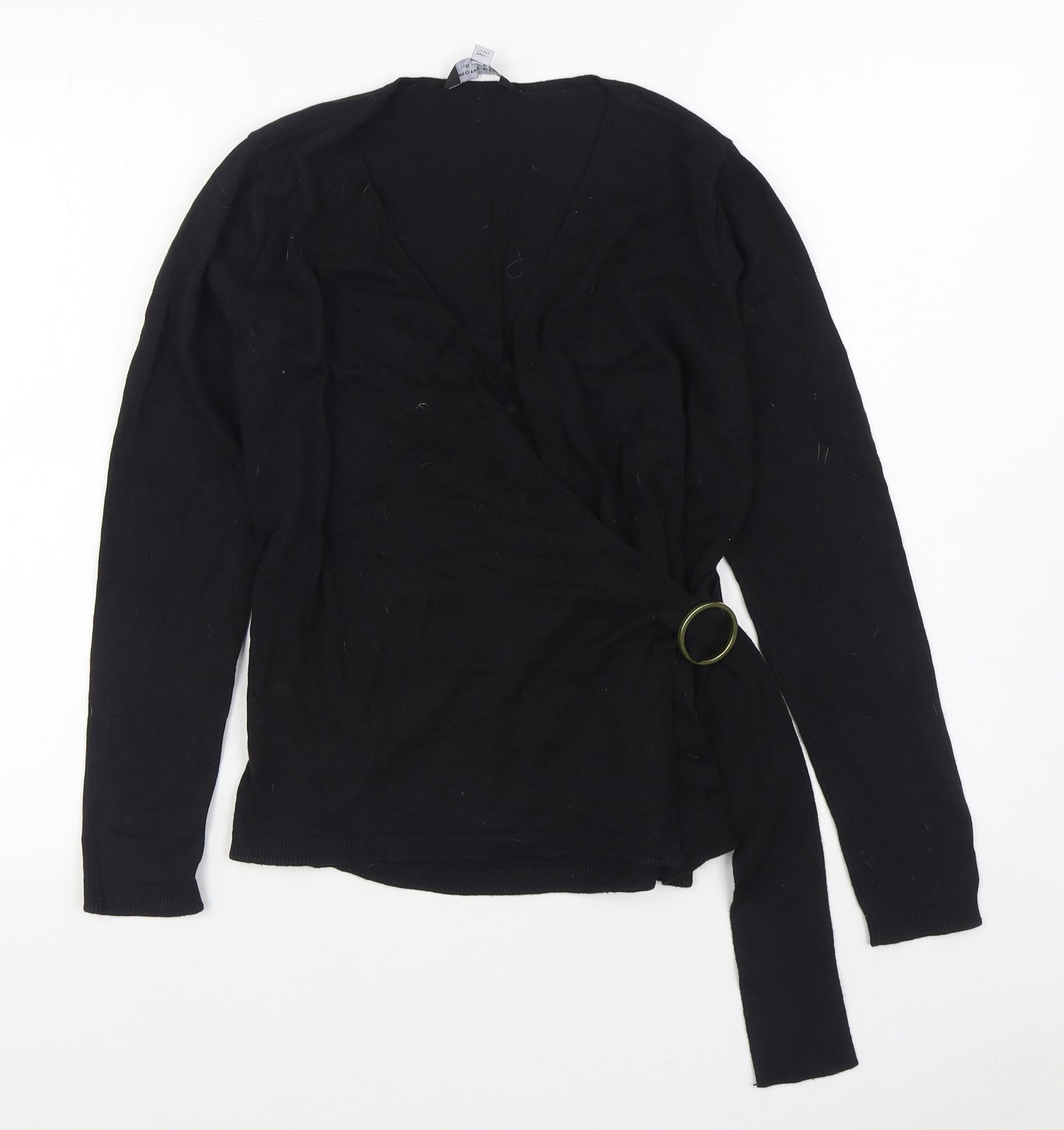 Dorothy Perkins Womens Black V-Neck  Acrylic Pullover Jumper Size 10