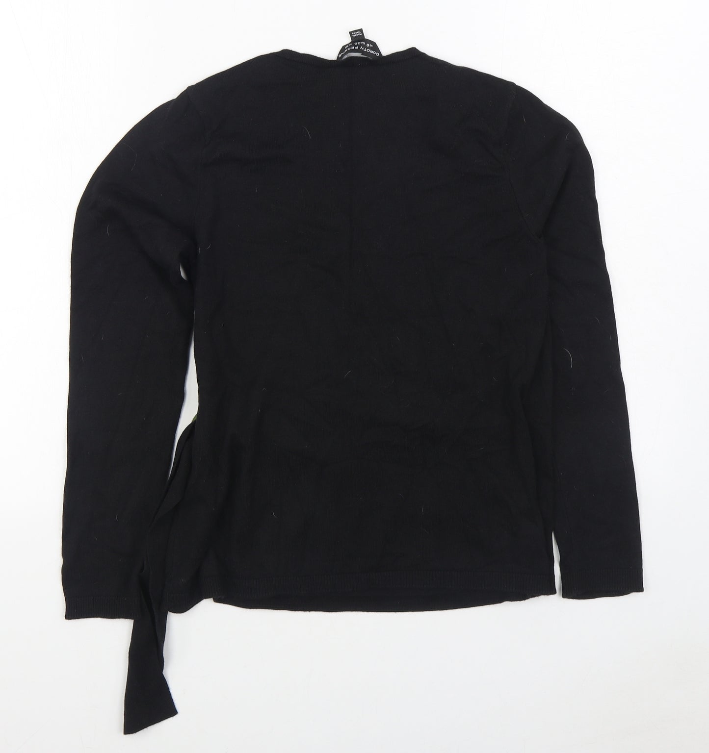 Dorothy Perkins Womens Black V-Neck  Acrylic Pullover Jumper Size 10