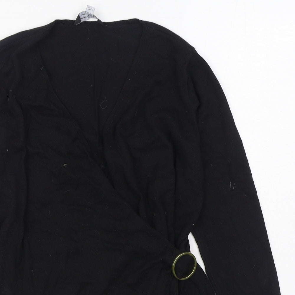 Dorothy Perkins Womens Black V-Neck  Acrylic Pullover Jumper Size 10