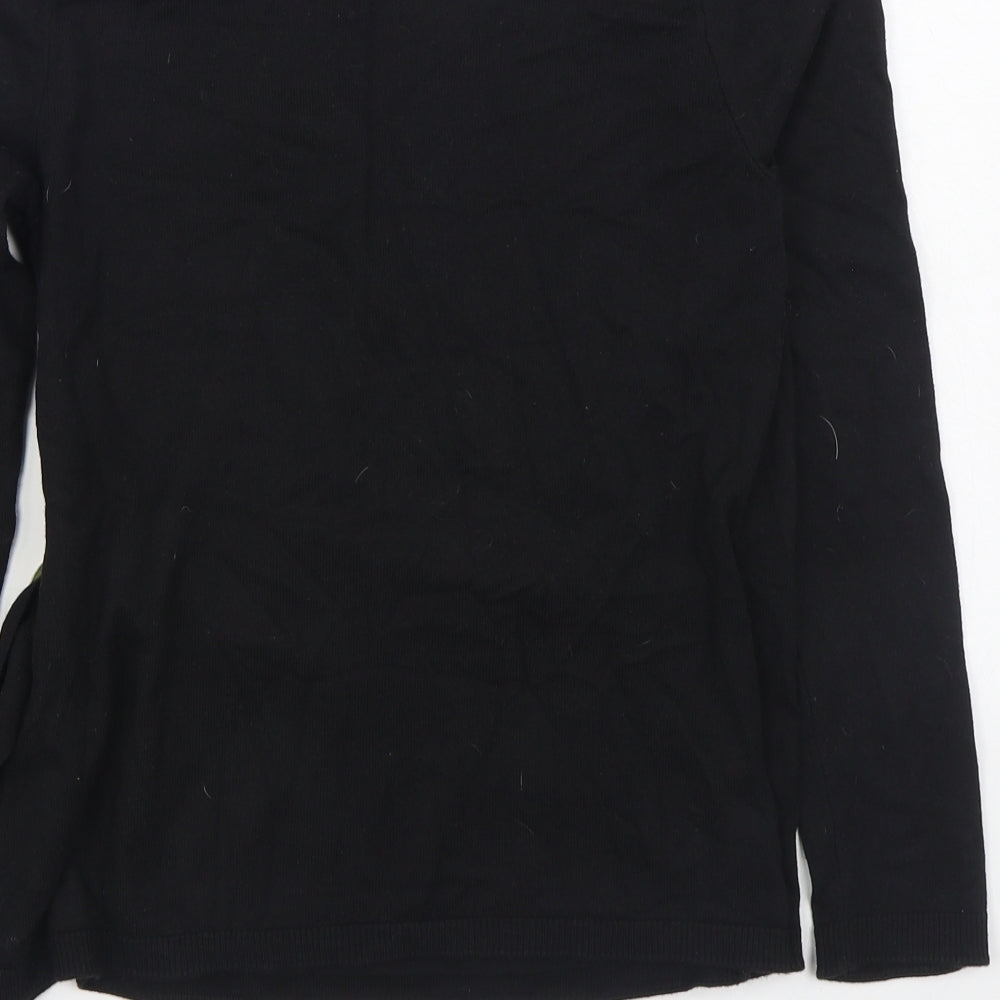 Dorothy Perkins Womens Black V-Neck  Acrylic Pullover Jumper Size 10