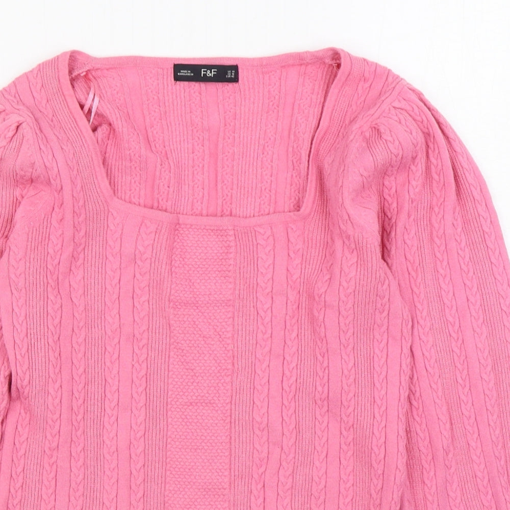 F&F Womens Purple Square Neck  Viscose Pullover Jumper Size 14