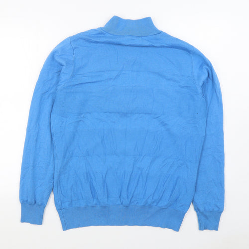 Greenland Womens Blue High Neck  Cotton Cardigan Jumper Size 16