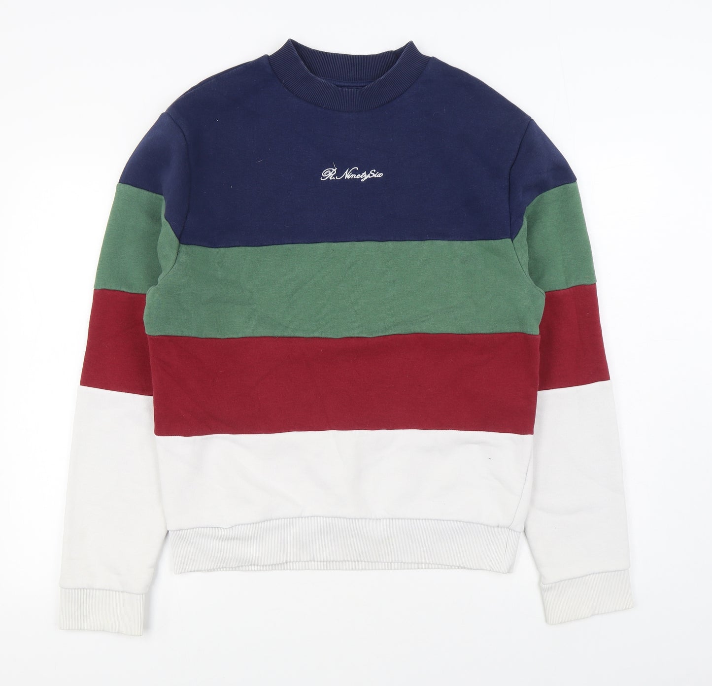 River Island Mens Multicoloured Striped Cotton Pullover Sweatshirt Size S