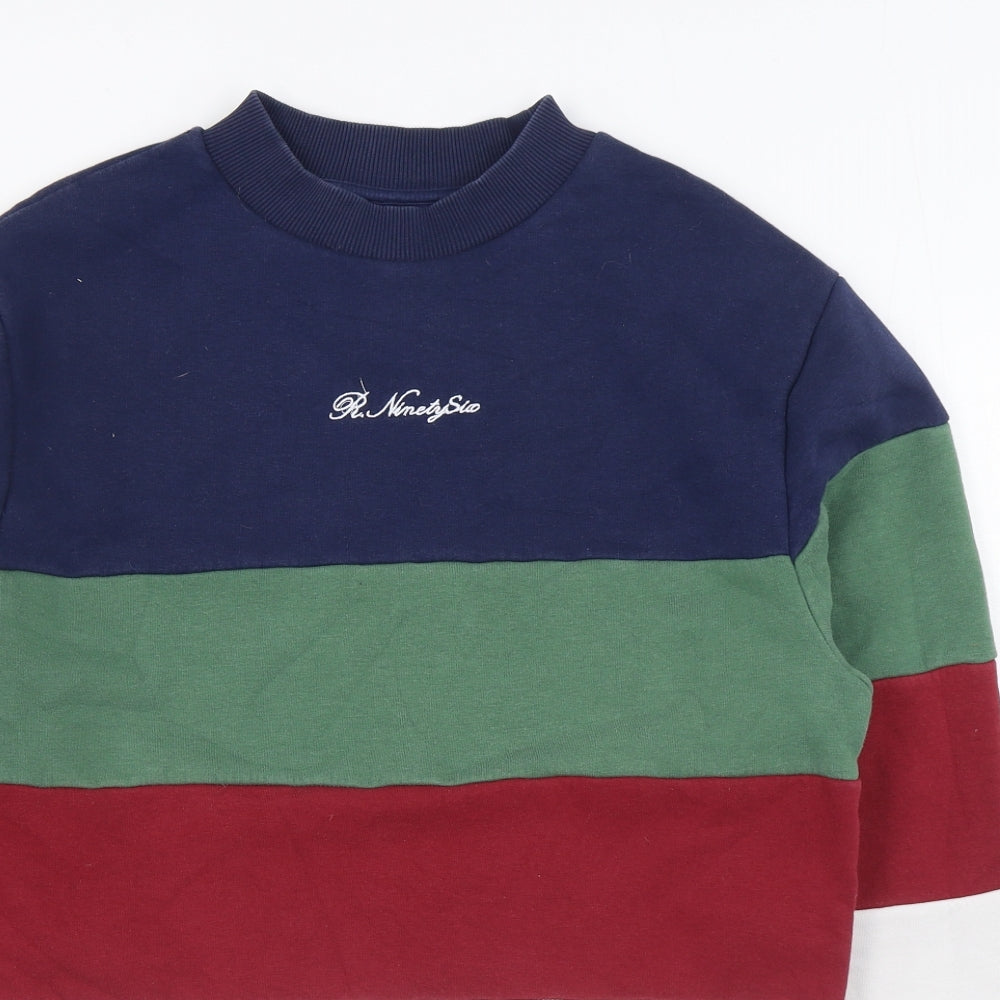 River Island Mens Multicoloured Striped Cotton Pullover Sweatshirt Size S