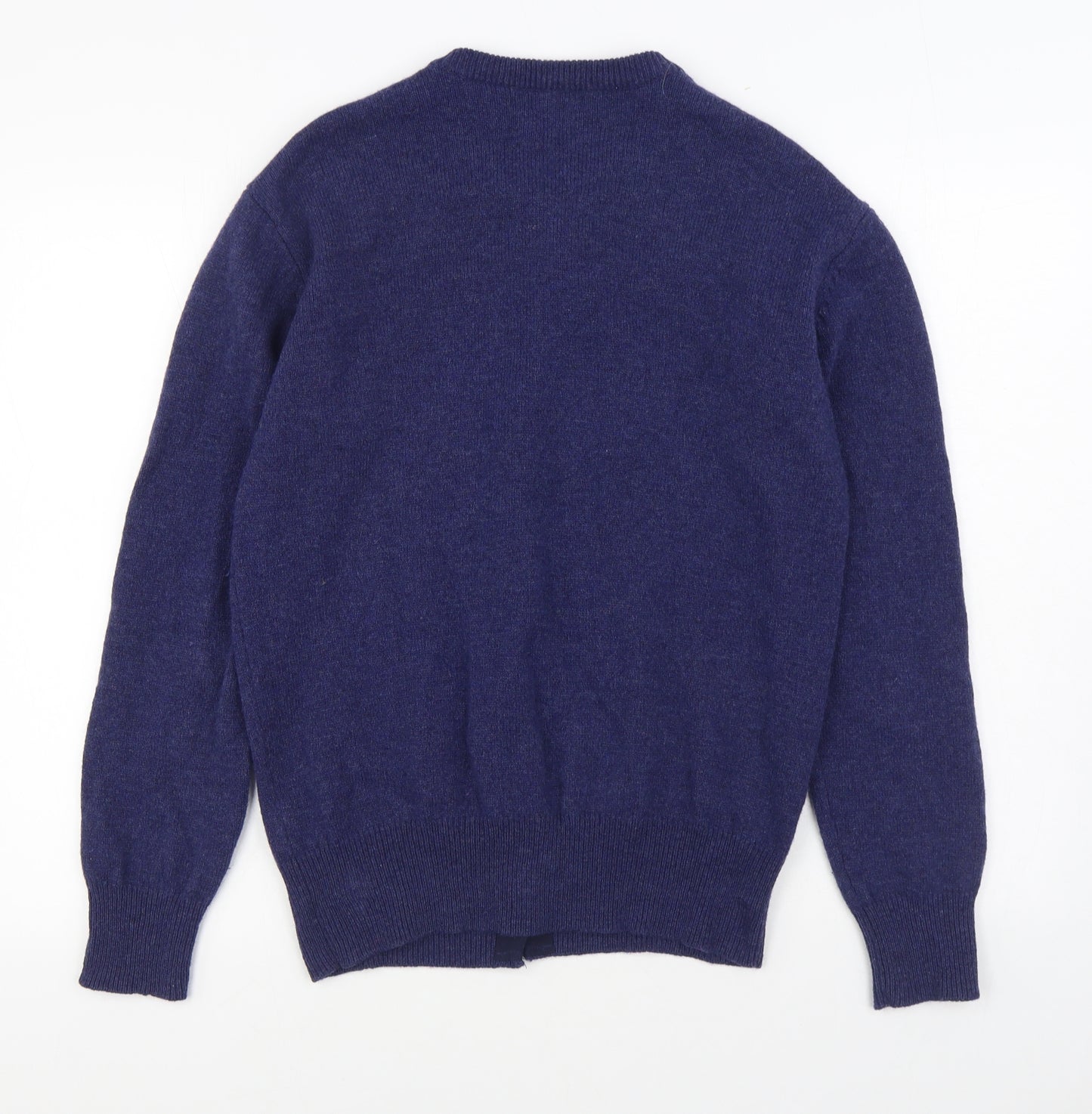 House of Bruar Womens Blue V-Neck  Wool Cardigan Jumper Size L