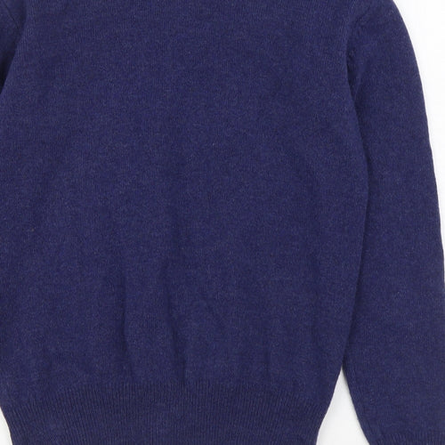 House of Bruar Womens Blue V-Neck  Wool Cardigan Jumper Size L