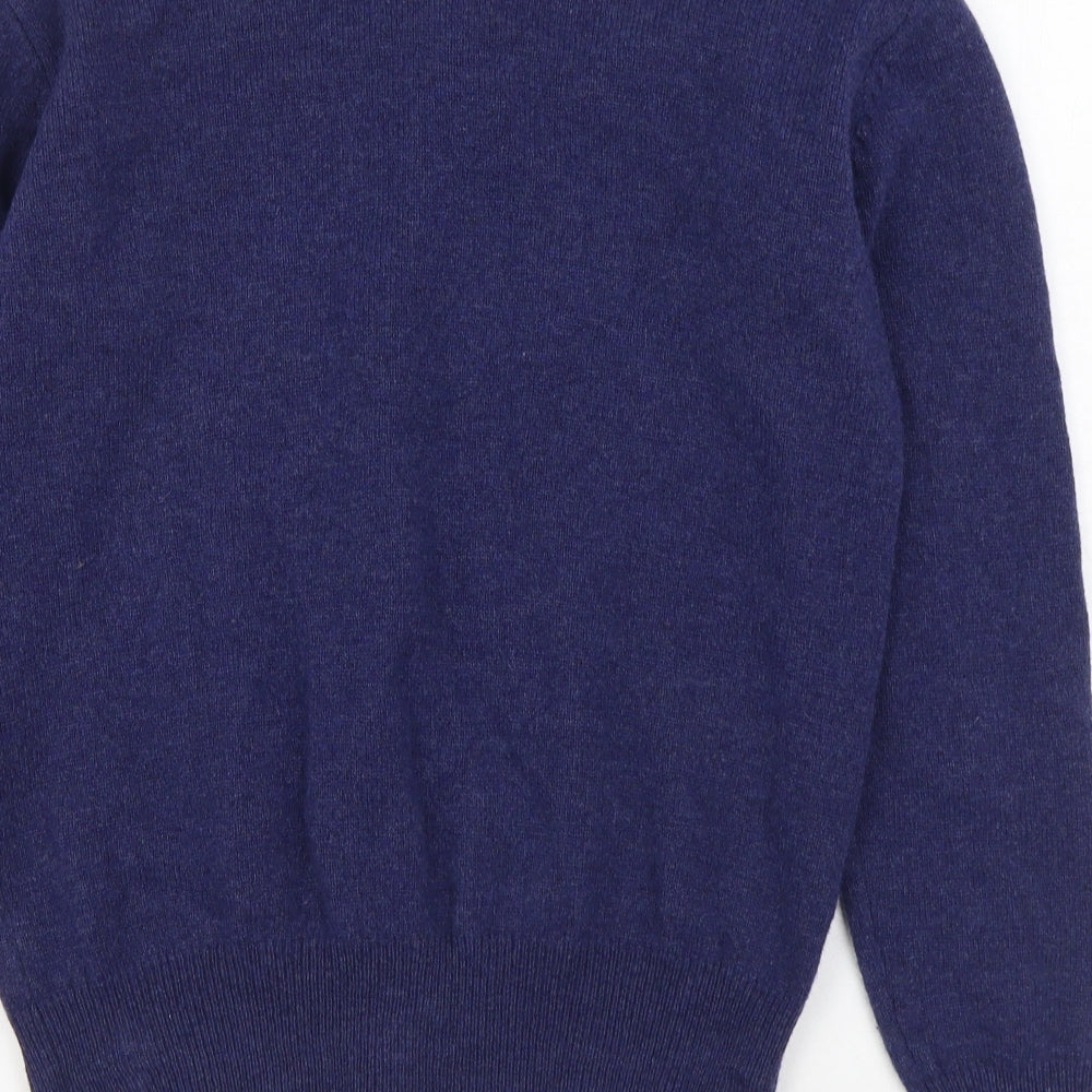 House of Bruar Womens Blue V-Neck  Wool Cardigan Jumper Size L