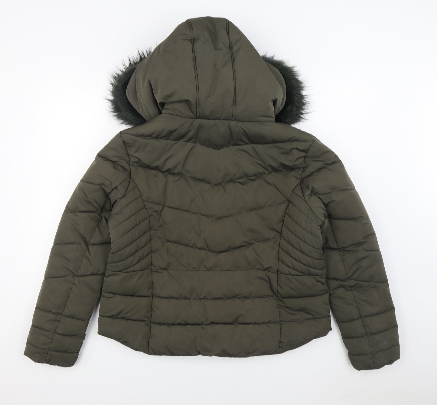 Primark Womens Green   Parka Coat Size L  Zip