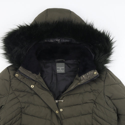 Primark Womens Green   Parka Coat Size L  Zip
