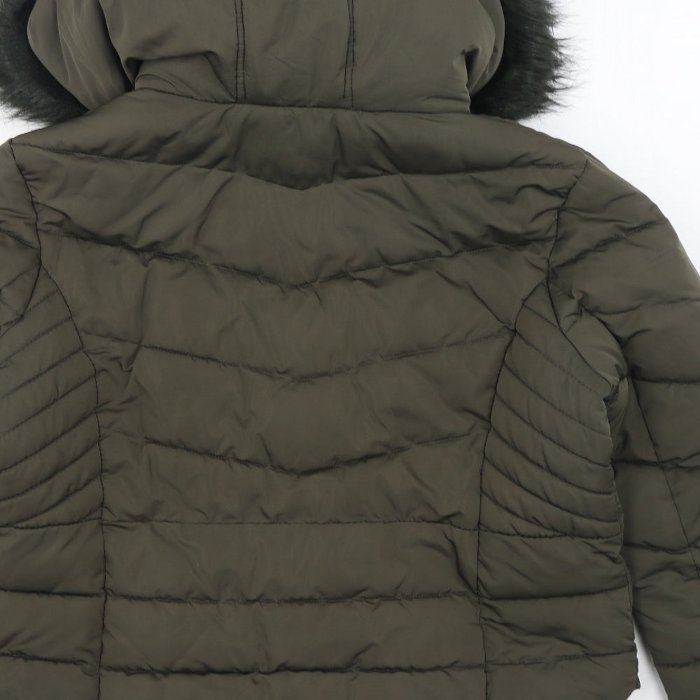 Primark Womens Green   Parka Coat Size L  Zip