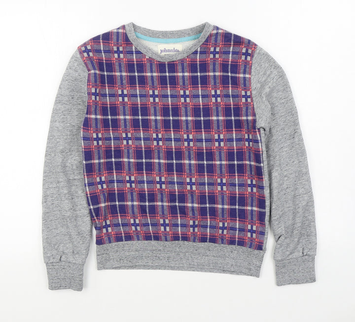 Johnnie b Boys Grey Plaid Cotton Pullover Sweatshirt Size 11-12 Years  Pullover