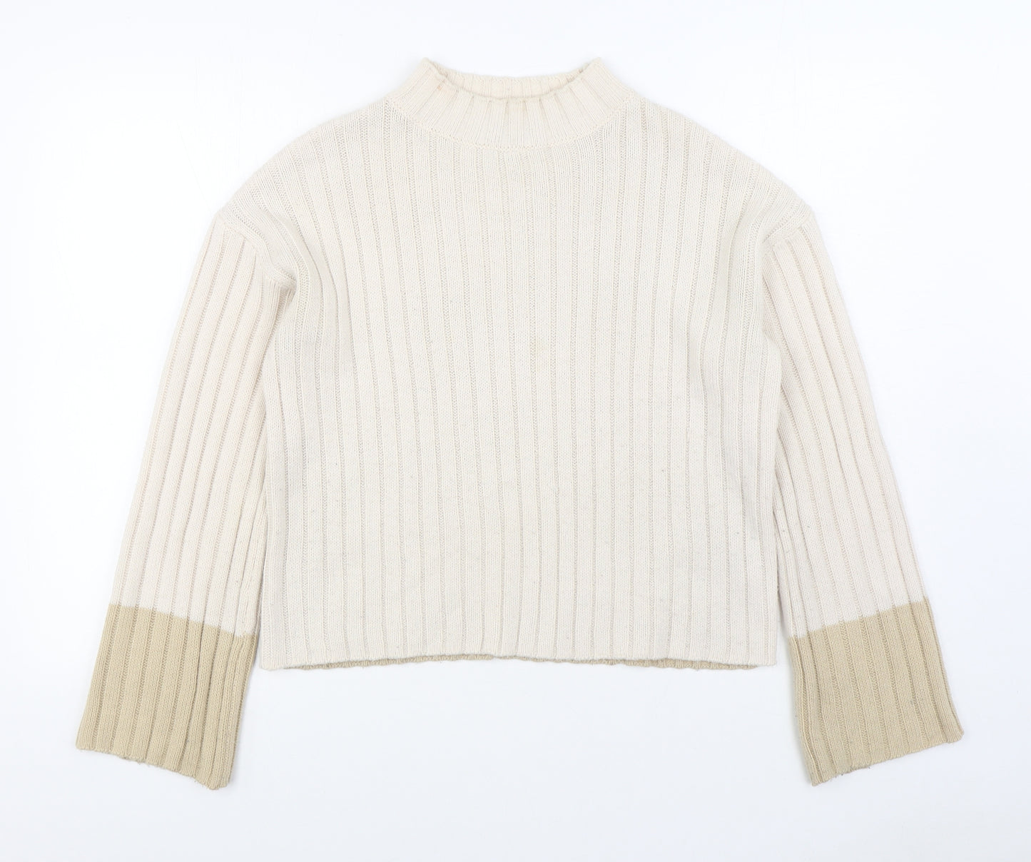 Primark Womens Beige Round Neck  Acrylic Pullover Jumper Size 2XS