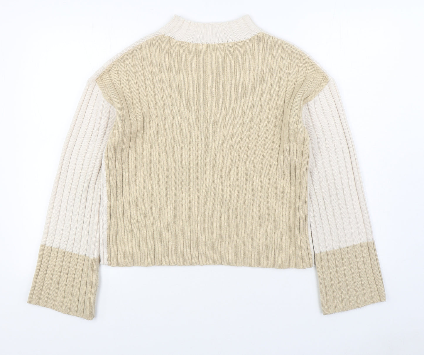 Primark Womens Beige Round Neck  Acrylic Pullover Jumper Size 2XS