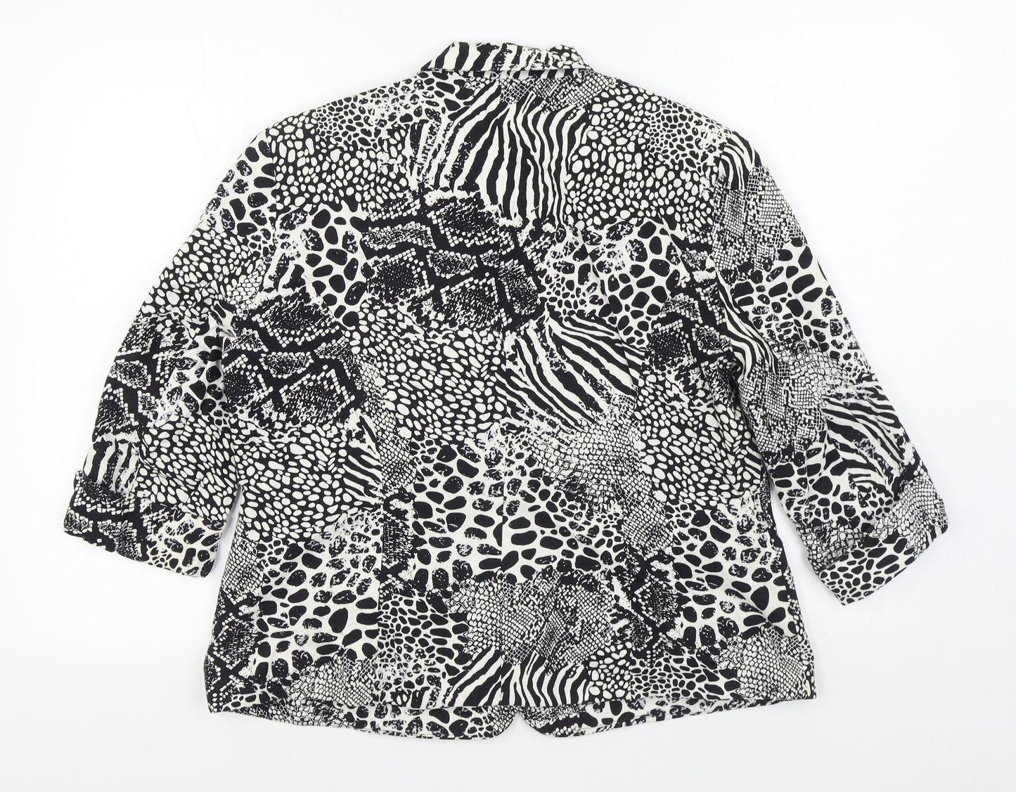 M&Co Womens Black Animal Print  Jacket Blazer Size 20  Button