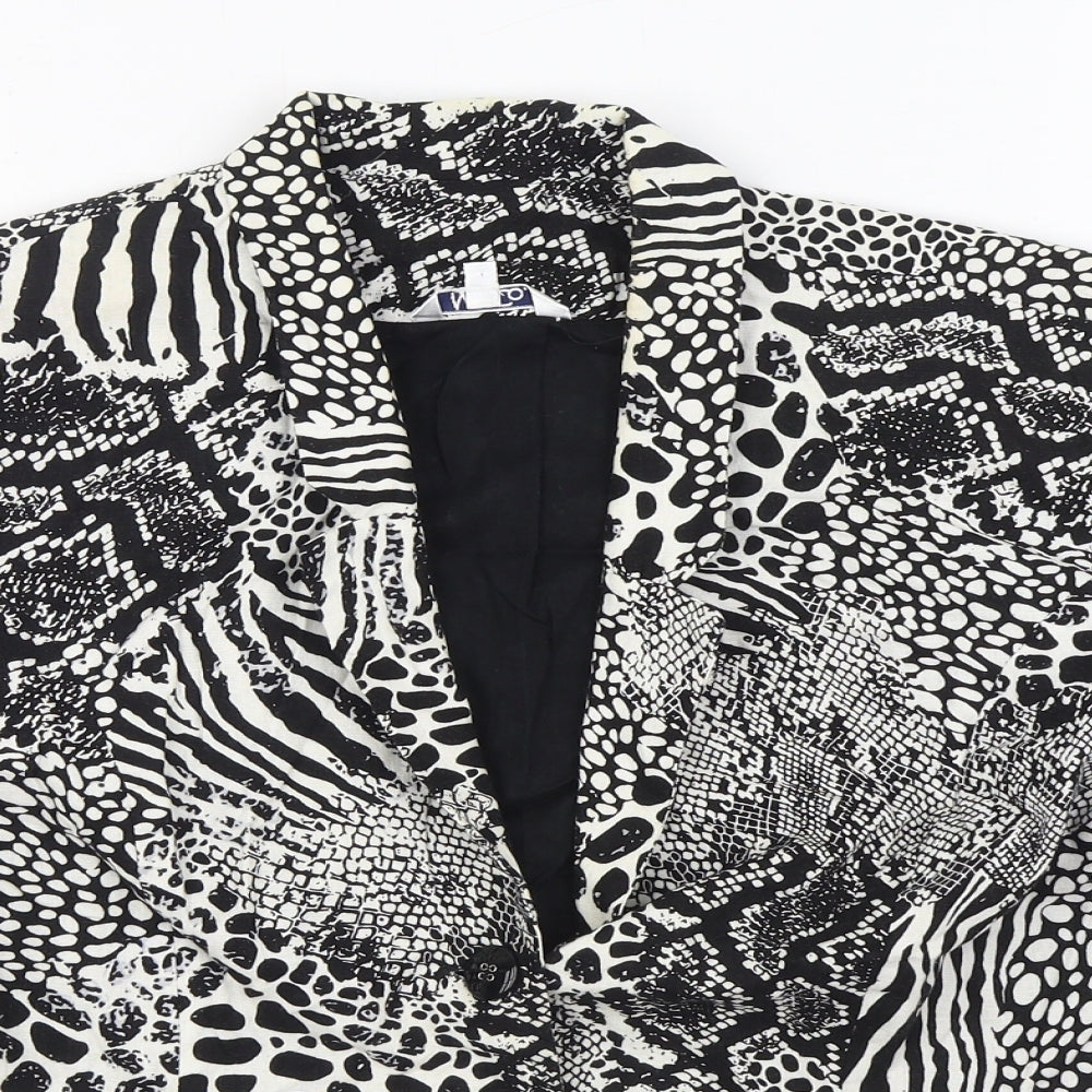 M&Co Womens Black Animal Print  Jacket Blazer Size 20  Button