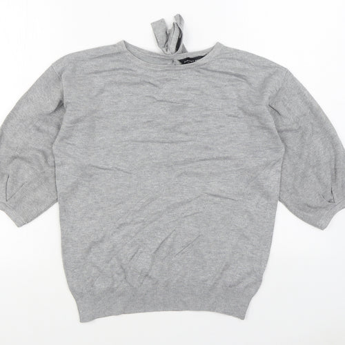 Dorothy Perkins Womens Grey Round Neck  Viscose Pullover Jumper Size 10