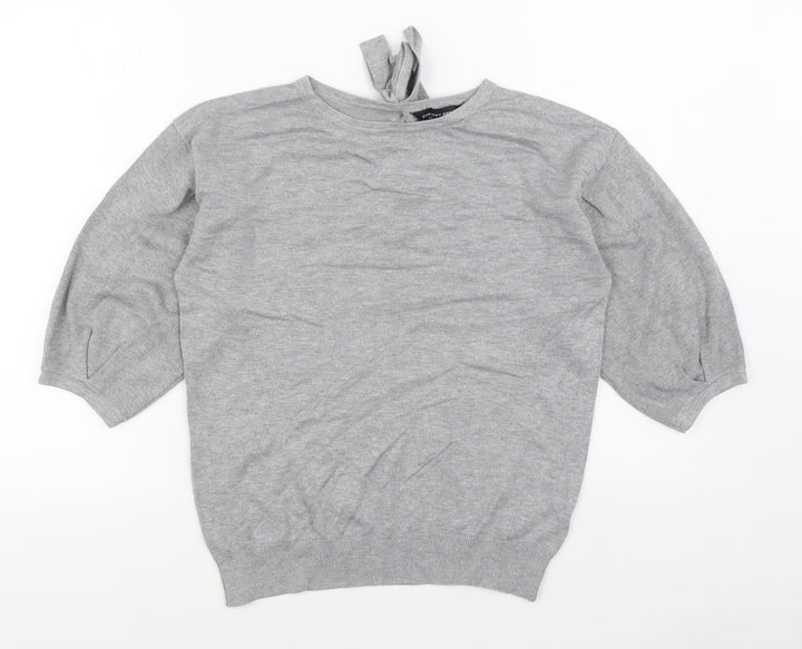 Dorothy Perkins Womens Grey Round Neck Viscose Pullover Jumper Size 10