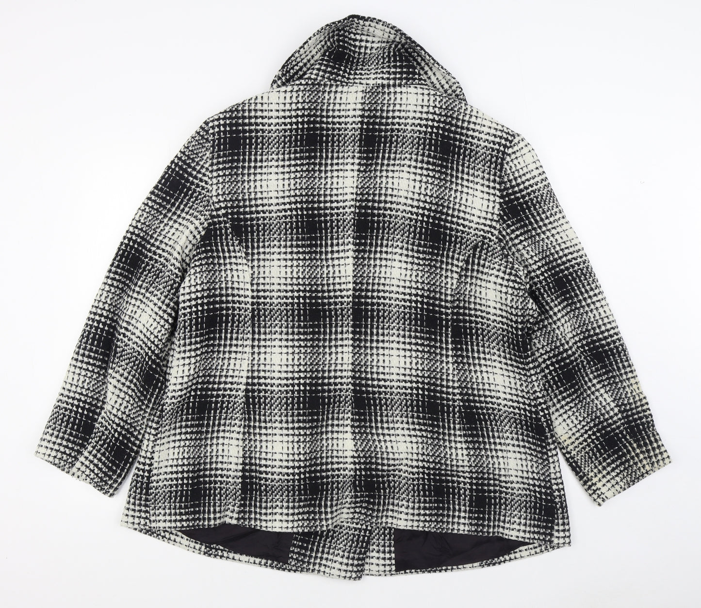 Debenhams Womens Black Plaid  Overcoat Coat Size 22  Button