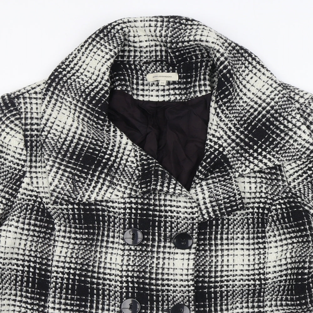 Debenhams Womens Black Plaid  Overcoat Coat Size 22  Button