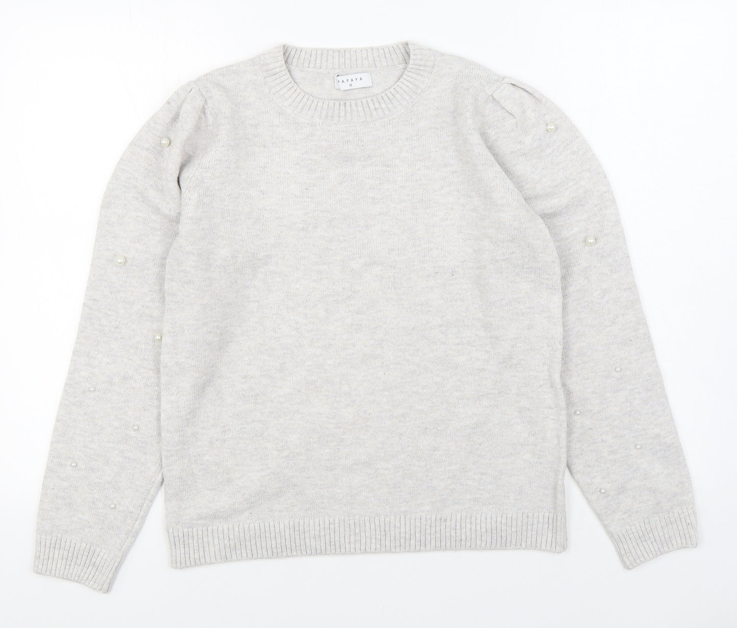 Matalan Womens Grey Round Neck  Polyester Pullover Jumper Size M