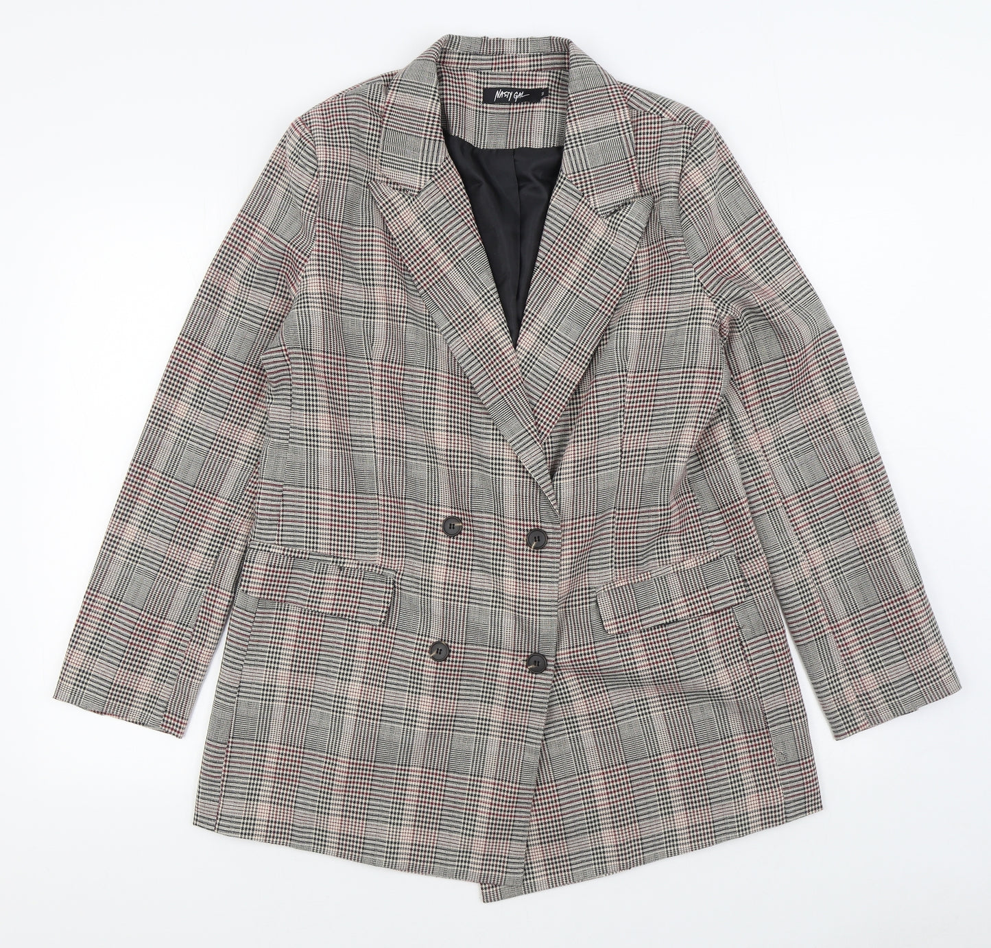 Nasty Gal Womens Multicoloured Plaid  Jacket Blazer Size M  Button