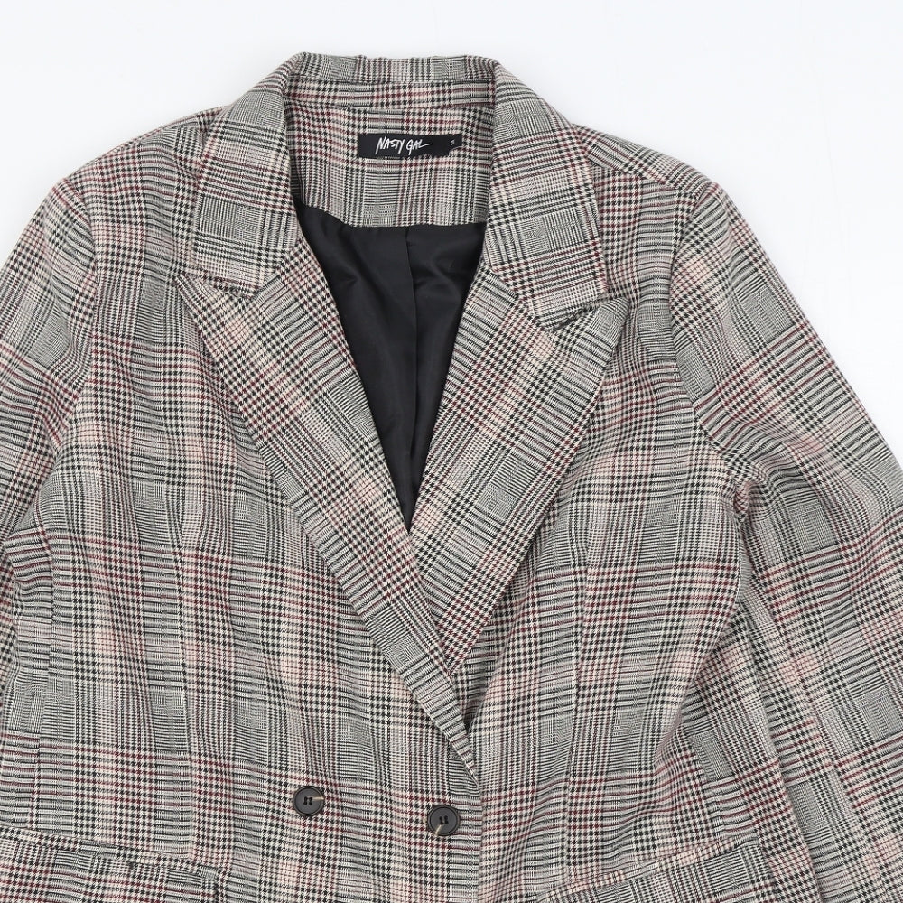 Nasty Gal Womens Multicoloured Plaid  Jacket Blazer Size M  Button