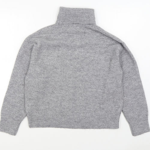 New Look Womens Grey Roll Neck  Polyester Pullover Jumper Size S