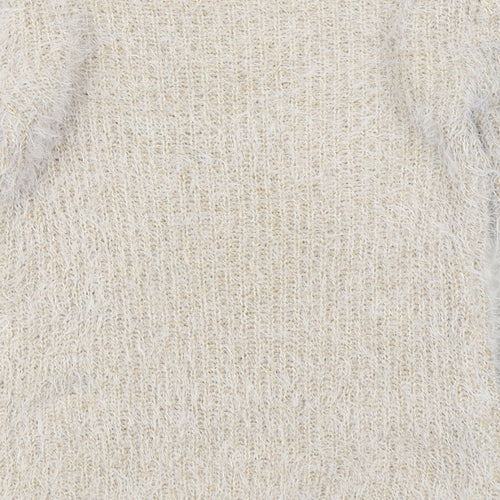 Xiaosa Fushi Womens Beige Round Neck  Cotton Pullover Jumper Size M