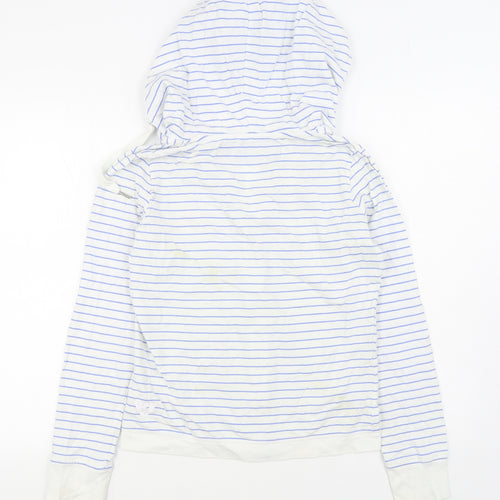 Gio Goi Womens White Striped 100% Cotton Full Zip Hoodie Size 14  Zip