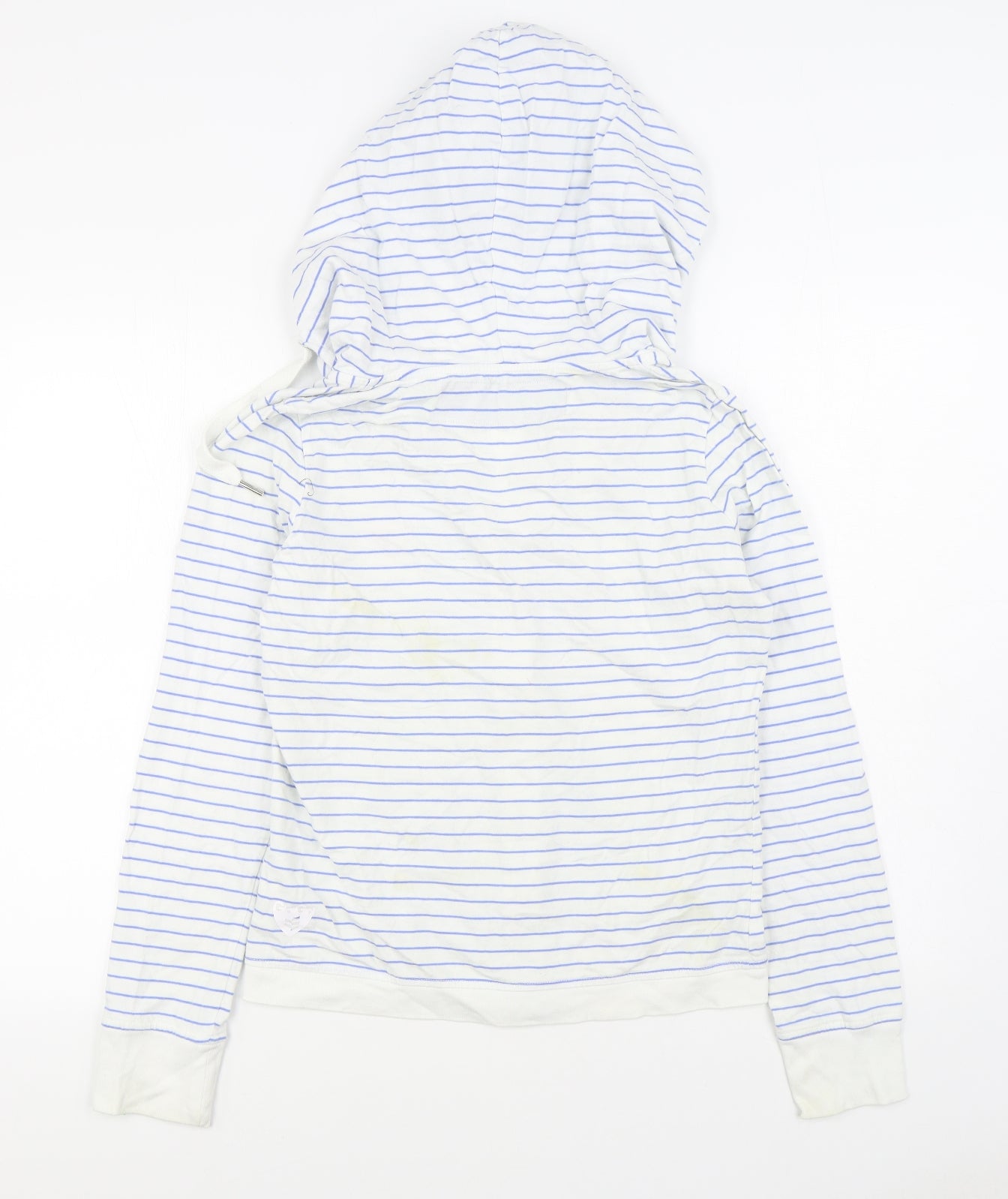Gio Goi Womens White Striped 100% Cotton Full Zip Hoodie Size 14  Zip