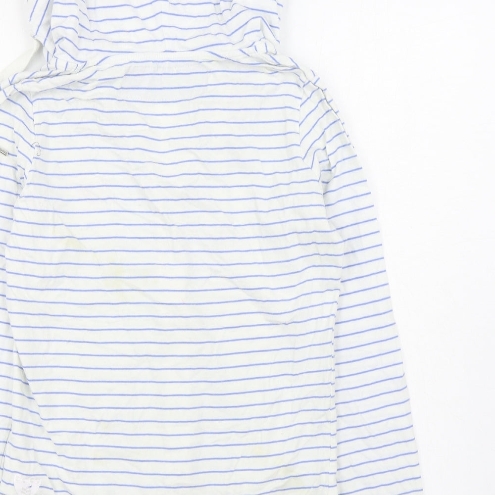 Gio Goi Womens White Striped 100% Cotton Full Zip Hoodie Size 14  Zip