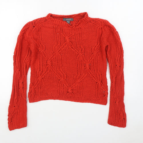 Primark Womens Red Round Neck  Acrylic Pullover Jumper Size S