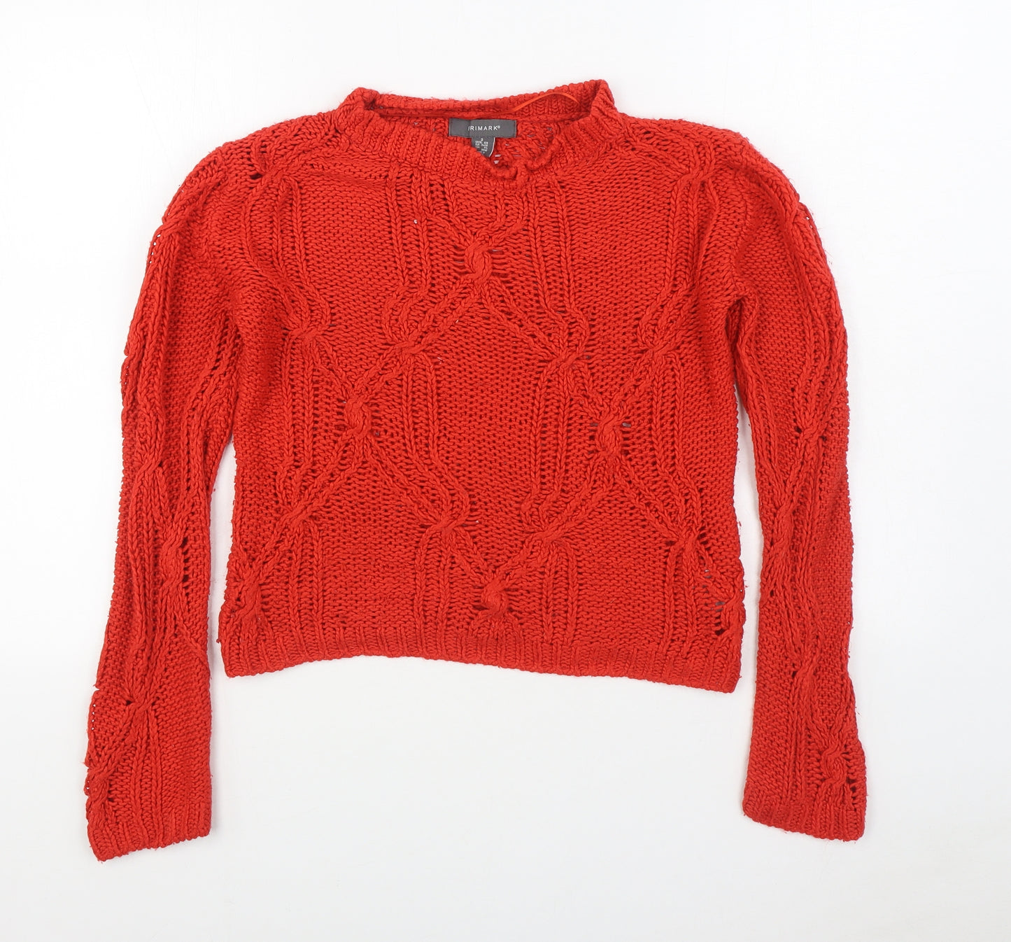 Primark Womens Red Round Neck  Acrylic Pullover Jumper Size S