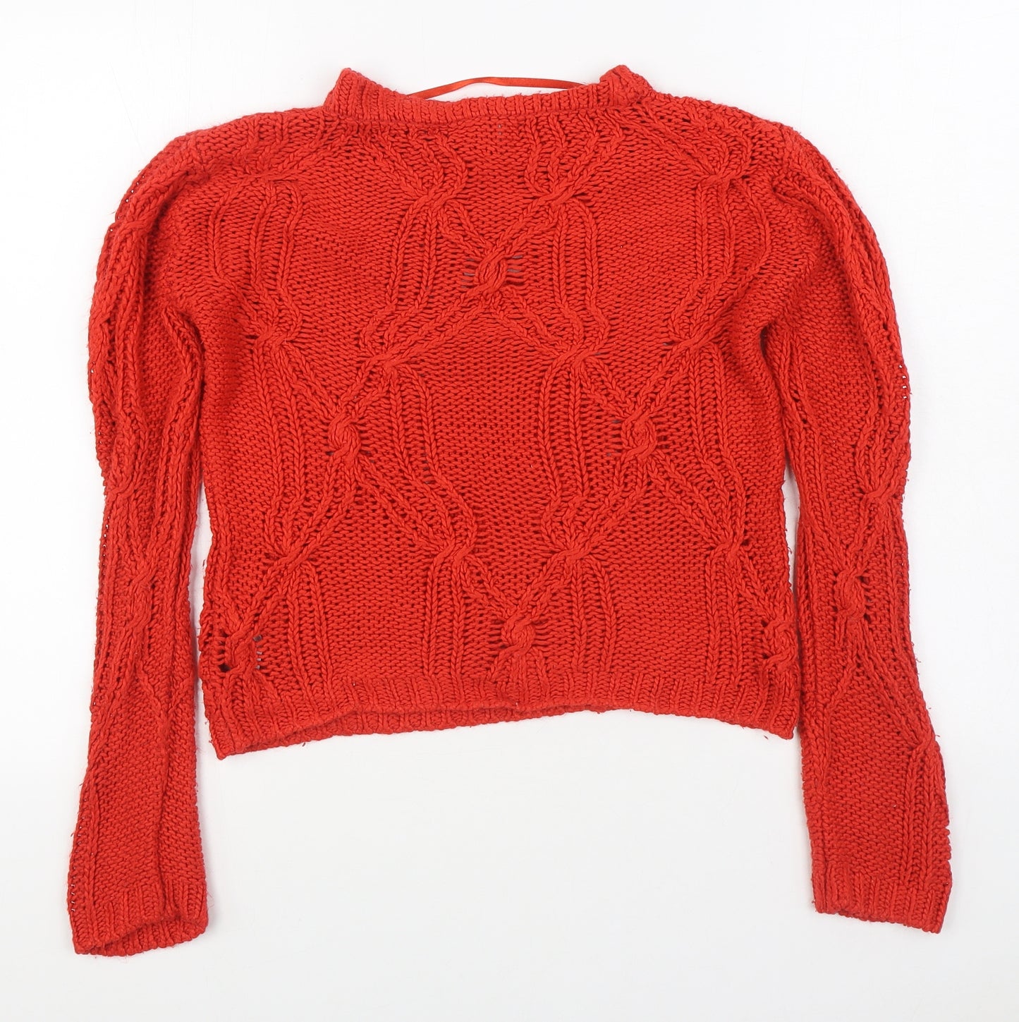 Primark Womens Red Round Neck  Acrylic Pullover Jumper Size S