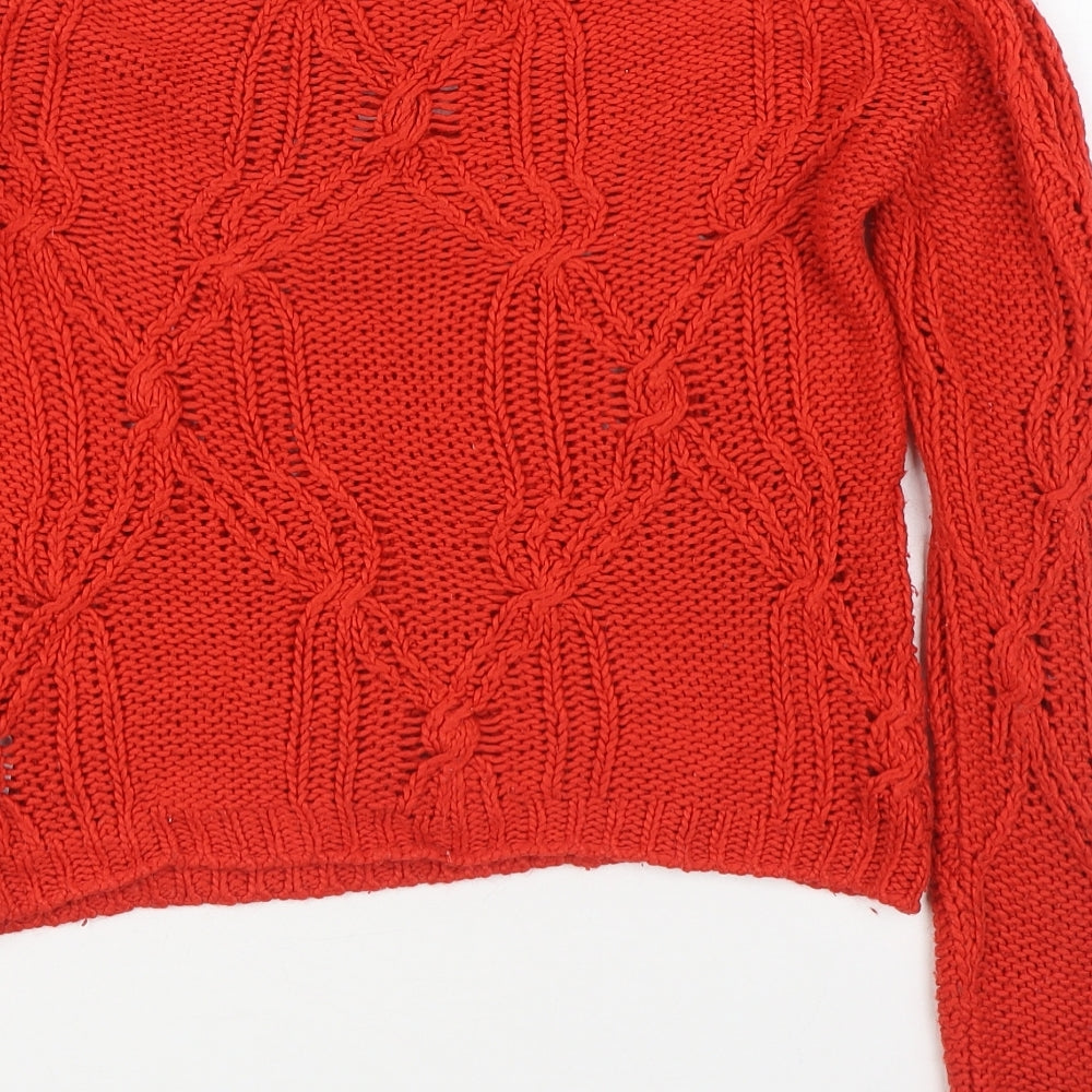 Primark Womens Red Round Neck  Acrylic Pullover Jumper Size S