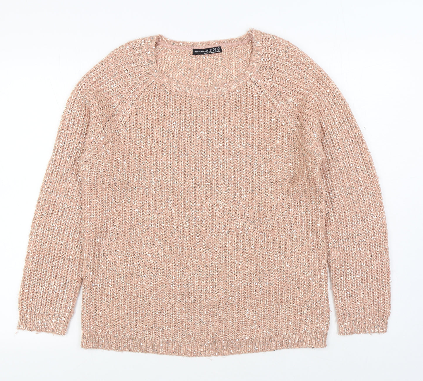 Primark Womens Pink Round Neck  Acrylic Pullover Jumper Size 12