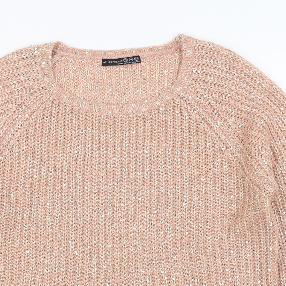 Primark Womens Pink Round Neck  Acrylic Pullover Jumper Size 12