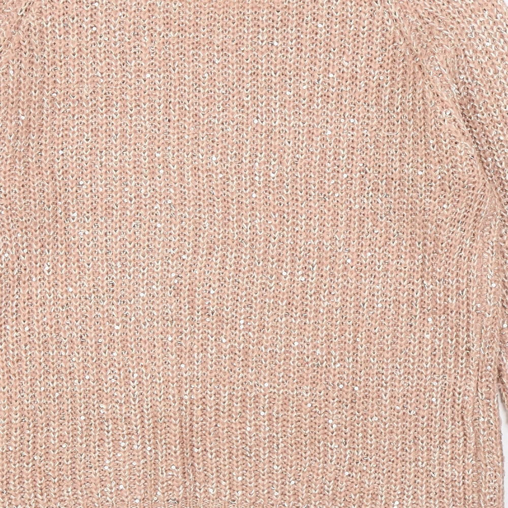 Primark Womens Pink Round Neck  Acrylic Pullover Jumper Size 12