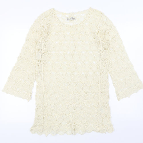 Mirumi Womens Ivory Boat Neck  100% Cotton Pullover Jumper Size M