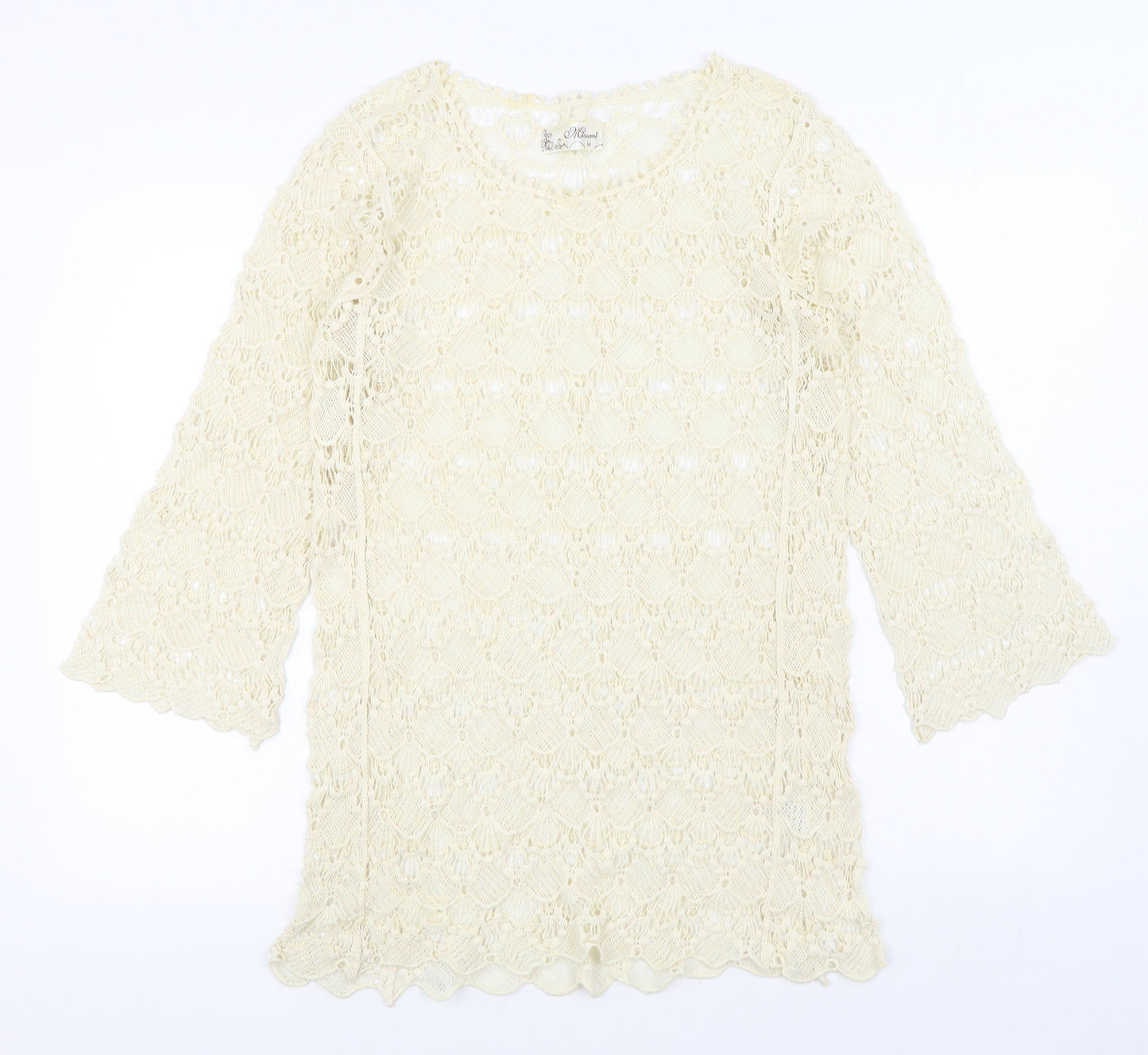Mirumi Womens Ivory Boat Neck  100% Cotton Pullover Jumper Size M