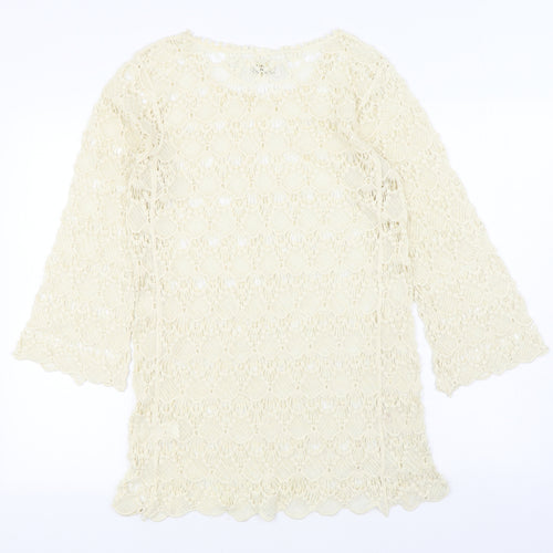 Mirumi Womens Ivory Boat Neck  100% Cotton Pullover Jumper Size M