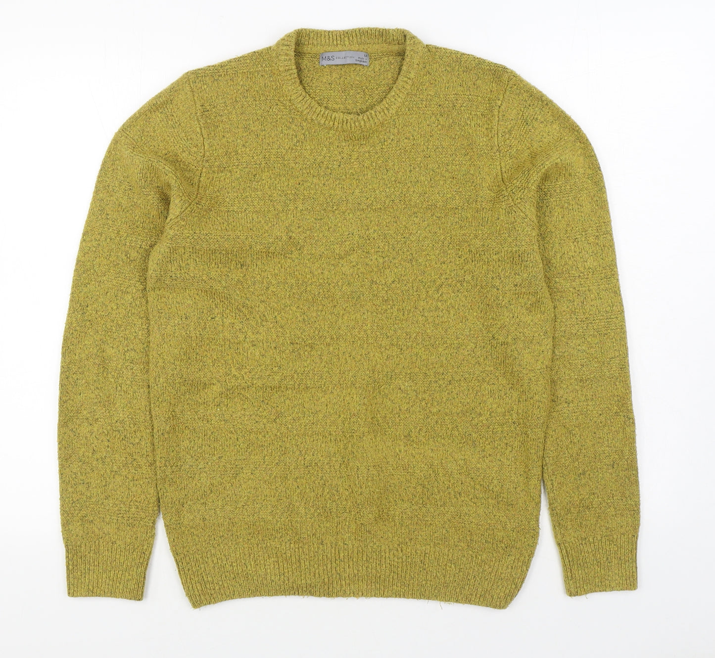 Marks and Spencer Womens Yellow Round Neck  Acrylic Pullover Jumper Size M