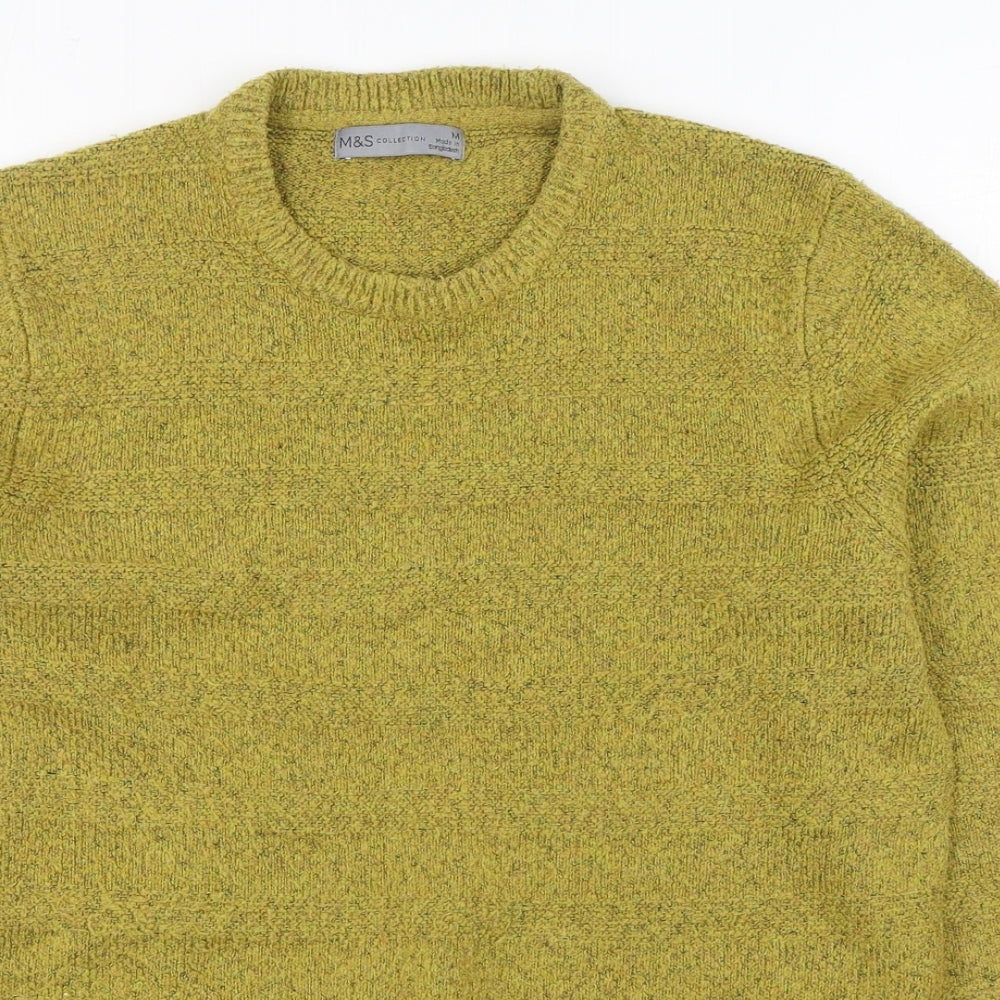 Marks and Spencer Womens Yellow Round Neck  Acrylic Pullover Jumper Size M