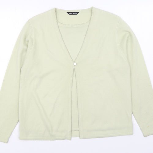 Debbie Morgan Womens Beige V-Neck  Acrylic Cardigan Jumper Size S